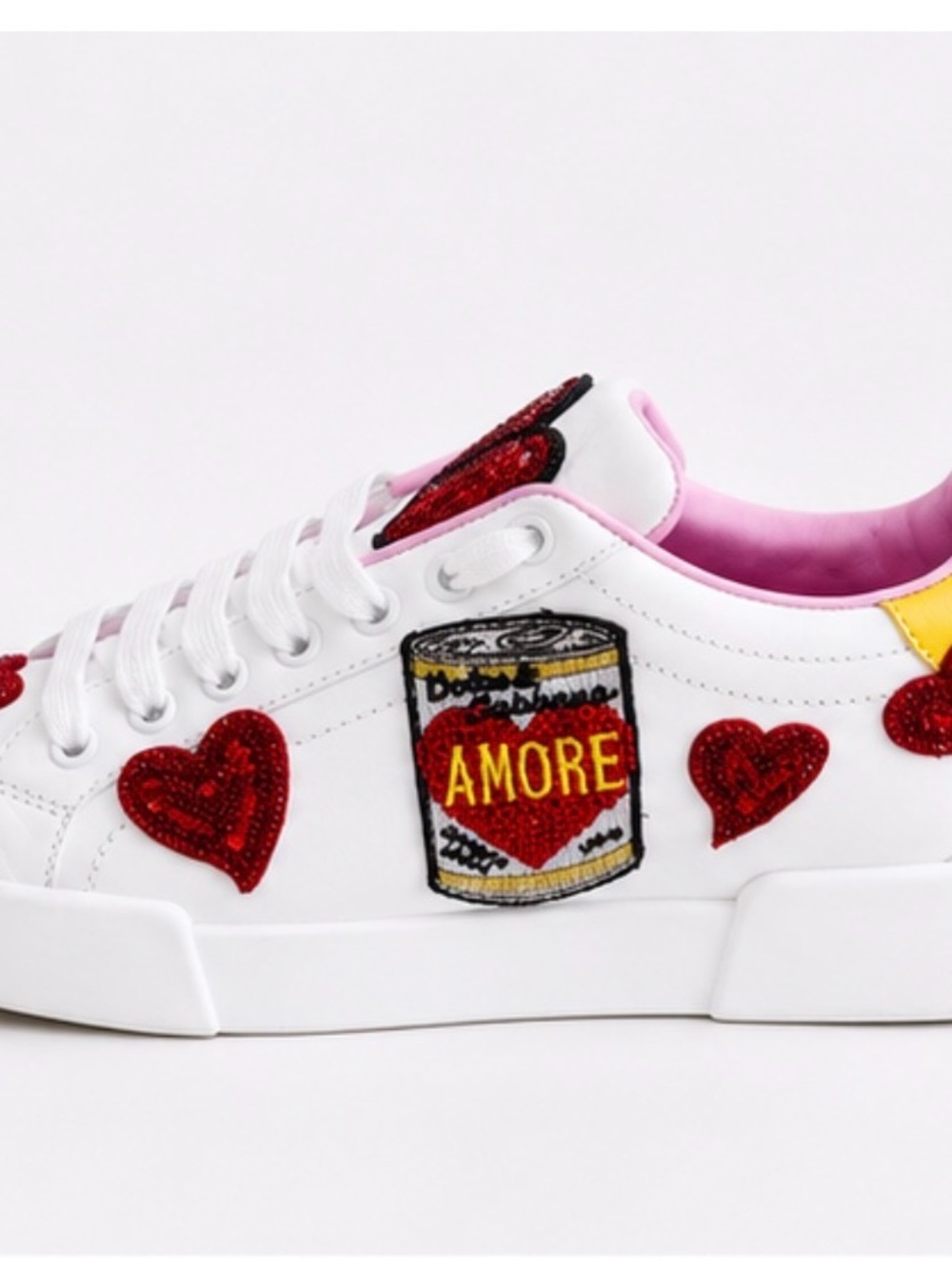 Dolce & Gabbana Portofino Amore Heart Sequin Sneakers 37.5